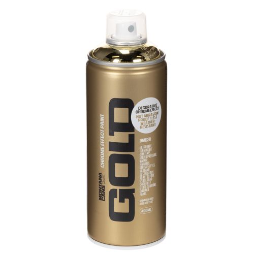 Tinta spray decorativa com efeito cromado dourado, Montana Cans 400ml