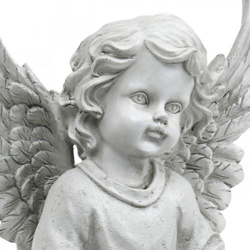 Floristik24 Anjo Grave Figura Anjo Banho Pássaro Decoração Túmulo H26cm