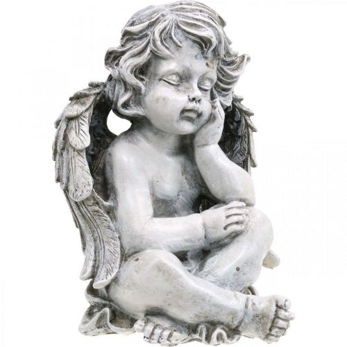 Floristik24 Grave anjo anjo cinza figura grave decoração de túmulo 24cm