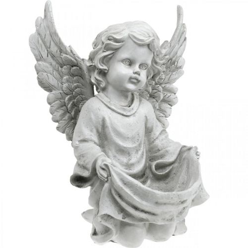 Floristik24 Anjo Grave Figura Anjo Banho Pássaro Decoração Túmulo H26cm