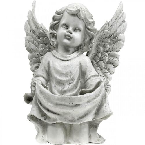 Floristik24 Anjo Grave Figura Anjo Banho Pássaro Decoração Túmulo H26cm