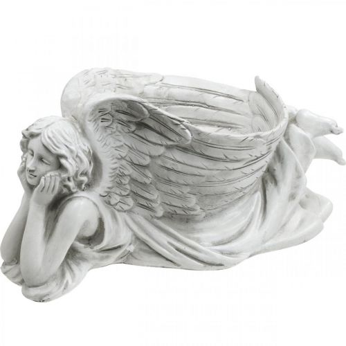 Itens Anjo grave com tigela de planta Anjo de banho de pássaro deitado 39×18×18cm