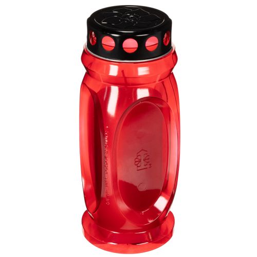 Vela funerária vermelha, tampa preta, vela memorial de 4 dias, 23 cm comprar | Floristik24.pt