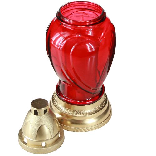 Itens Lanterna de túmulo em vidro com coração vermelho Ø10,5cm H25,5cm