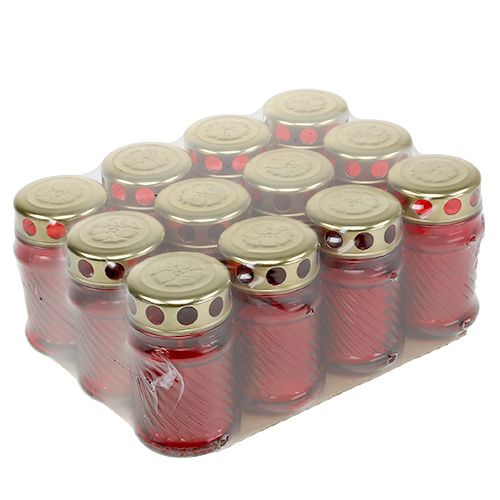 Itens Velas funerárias de vidro vermelho Ø6cm H11cm 12 peças