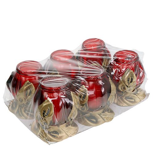 Floristik24 Luz grave vermelha Ø12,5cm Alt.19,5cm 6 unidades