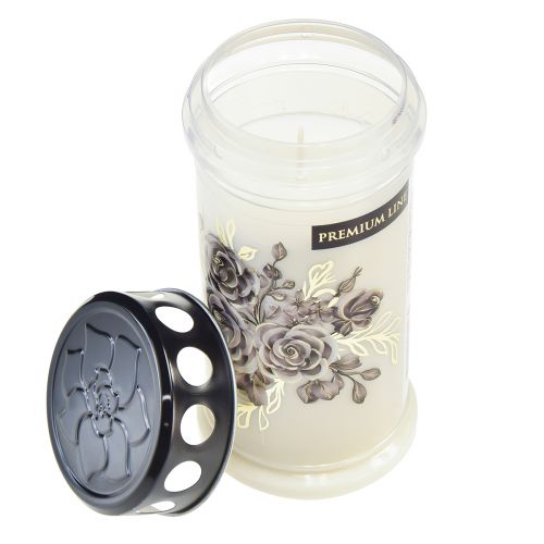 Floristik24 Velas graves velas com motivo branco flores Ø7,5cm Alt.16,5cm 3 unidades