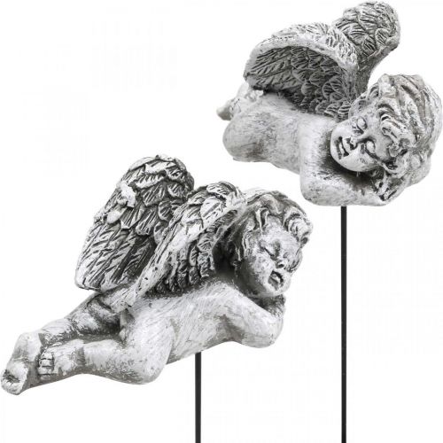 Floristik24 Decoração de sepultura plug deco anjo túmulo anjo em bastão 6cm 4uds