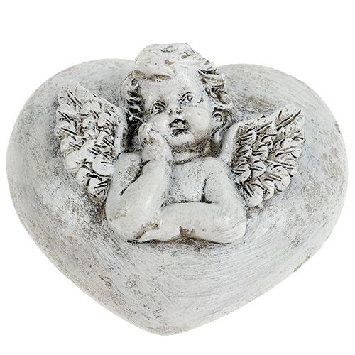 Floristik24 Corações de decoração de sepultura com anjo 9 cm 3 unidades