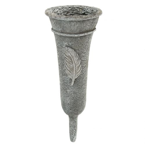 Floristik24 Vaso sepulcral com cinza pena 25,5 cm 2 unidades