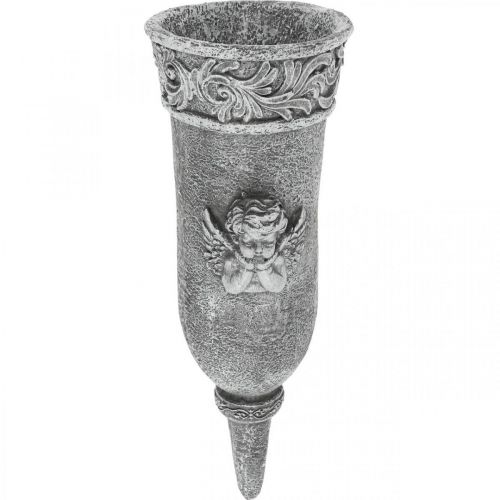 Floristik24 Ornamentos de sepultura Flores de luto Vaso de sepultura com anjo L29,5cm