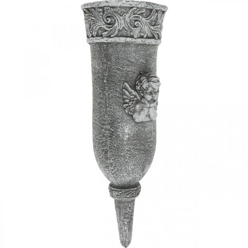 Floristik24 Ornamentos de sepultura Flores de luto Vaso de sepultura com anjo L29,5cm