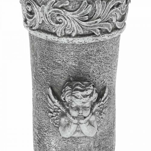 Floristik24 Ornamentos de sepultura Flores de luto Vaso de sepultura com anjo L29,5cm