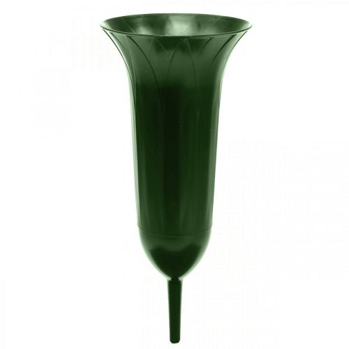Floristik24 Vaso grave 42 cm vaso verde escuro decoração grave luto floricultura 5 unidades