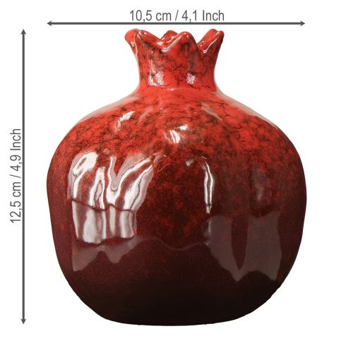 Itens Vaso decorativo romã cerâmica vermelho marrom Ø10,5cm H12cm