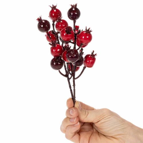 Ramo artificial de romã com hastes ramificadas para decoração de vaso, 19 cm, 4 peças | Floristik24.pt