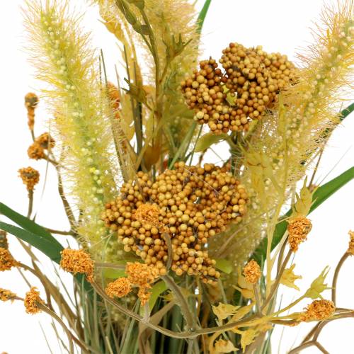 Floristik24 Bando de grama, grama deco com yarrow, amarelo deco de outono, verde H27cm