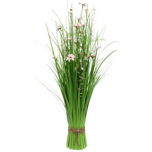 Floristik24 Ramo de grama com flores rosa 70cm