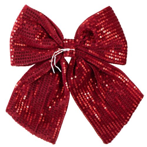 Itens Laço grande de veludo com lantejoulas vermelho escuro 20×22cm 2 unidades
