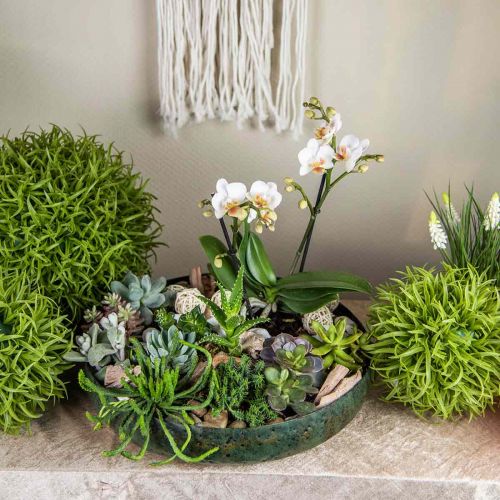 Floristik24 Grande tigela decorativa verde tigela antiga metal Ø38cm H7cm