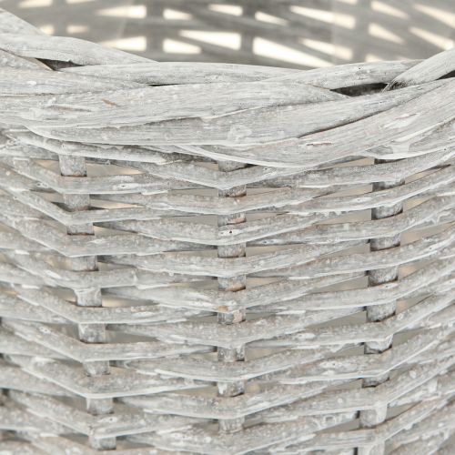 Itens Cesta grande para plantas com folha branca-cinza Ø43/34/28cm conjunto de 3