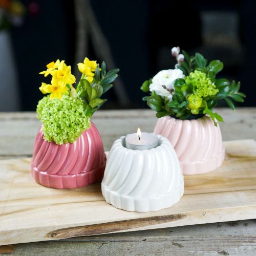 Floristik24 Suporte para velas Gugelhupf, decoração de mesa, forma de assar castiçal, bolo decorativo Alt 7 cm 3 unidades