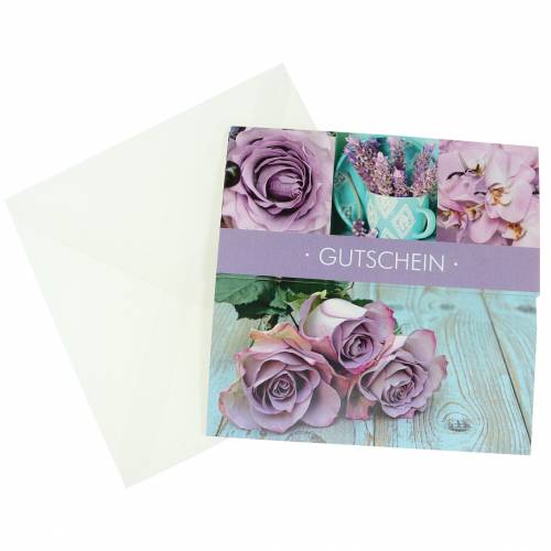 Itens Voucher cartão rosa lilás + envelope 1pc