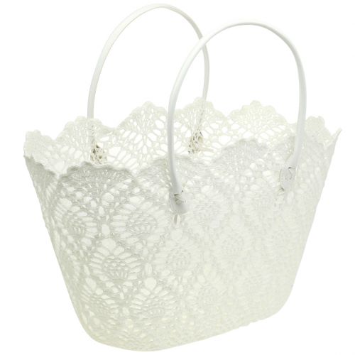 Floristik24 Saco de crochê branco 48cm x 30cm x 27cm