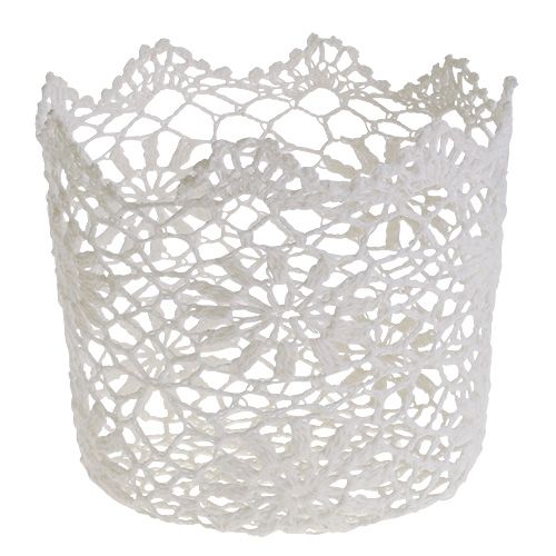 Floristik24 Pote de crochê branco Ø17cm Alt.15cm