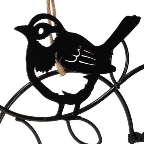 Itens Decoração suspensa de metal para pássaros, estação de alimentação preta 18×22,5cm, 3 peças