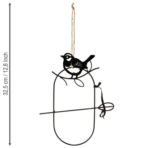 Itens Decoração suspensa de metal para pássaros, estação de alimentação preta 18×22,5cm, 3 peças