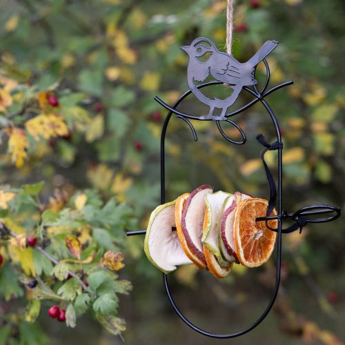 Itens Decoração suspensa de metal para pássaros, estação de alimentação preta 18×22,5cm, 3 peças