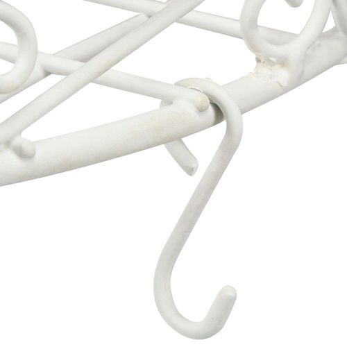 Itens Bandeja de metal decorativa suspensa com ganchos em branco Ø29,5cm Alt.55cm