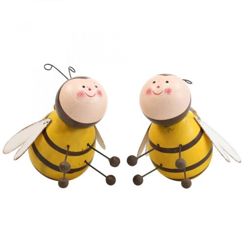 Floristik24 Decoração suspensa abelhas decoração cabide decorativo madeira metal 9,5 cm 2 peças