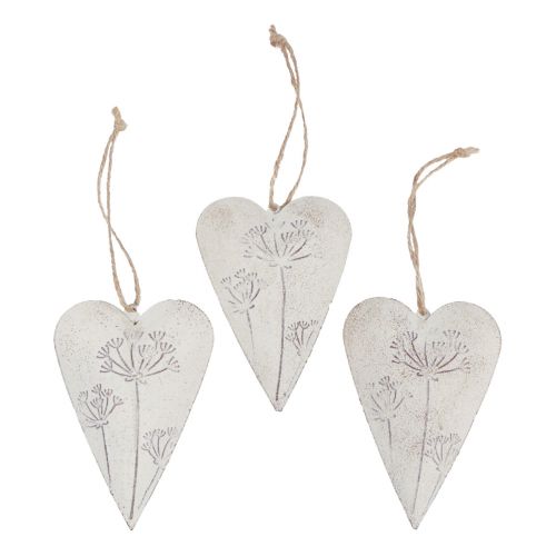 Floristik24 Decoração suspensa corações decorativos decoração vintage metal 11x7,5cm 3 unidades