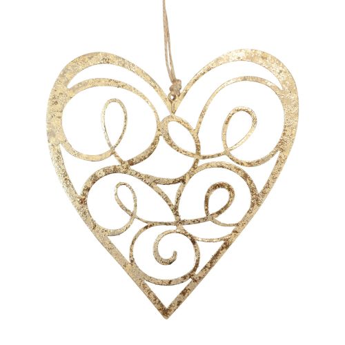 Itens Decoração suspensa janela de metal corações decoração corações dourados 17 cm 2 unidades
