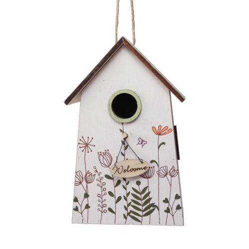 Floristik24 Decoração suspensa decoração de primavera casa de passarinho caixa de nidificação verde branco 19cm