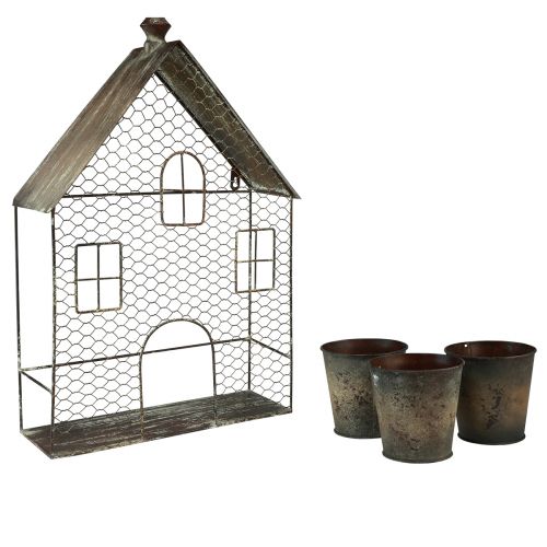 Floristik24 Decoração suspensa decoração de metal decoração de parede de casa ferrugem 3 potes 60cm