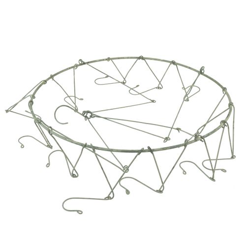 Floristik24 Anel decorativo de metal para decoração suspensa com 12 ganchos cinza Ø38cm Alt.14cm