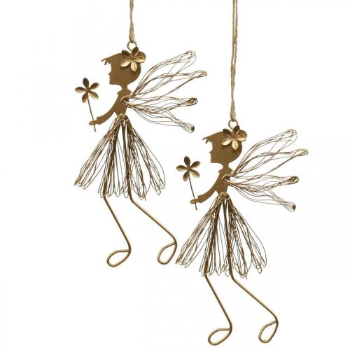 Floristik24 Decoração suspensa de metal elf fada decoração de primavera 17,5 × 2 × 12,5 cm 4 unidades