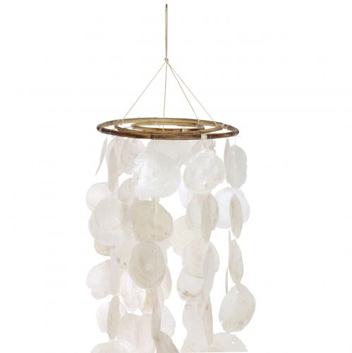 Floristik24 Conchas decorativas suspensas Decoração de carrilhão de vento Capiz Ø29cm 185cm