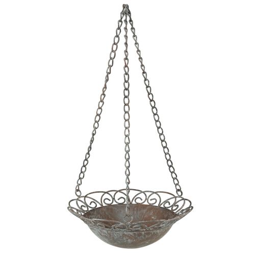 Floristik24 Tigela de decoração suspensa de metal para pendurar marrom branco Ø24,5/28cm