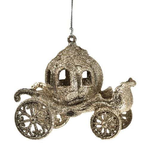 Floristik24 Decoração suspensa carruagem de Natal com glitter 11x5x8,5cm