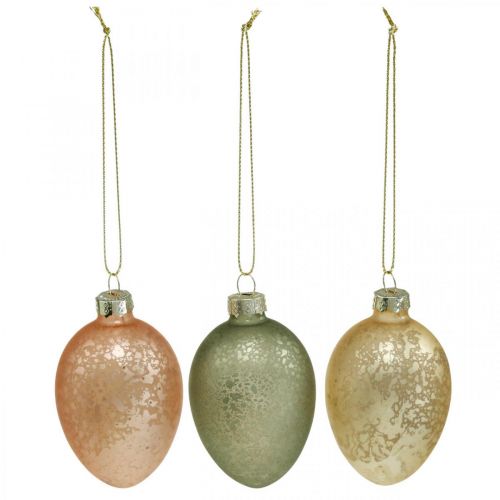 Floristik24 Ovo de páscoa para pendurar dourado, rosa, plástico verde 6,5cm 6pcs