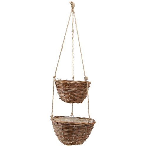 Itens Cesto suspenso cesta de flores 2 cestos madeira natural Ø20cm/26cm