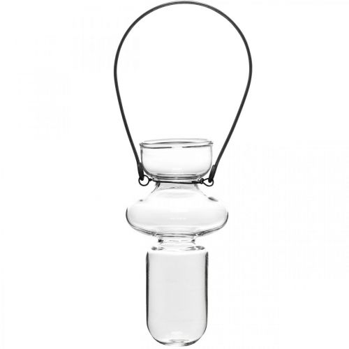 Itens Mini vasos de vidro vaso pendurado suporte de metal decoração de vidro H10.5cm 4pcs