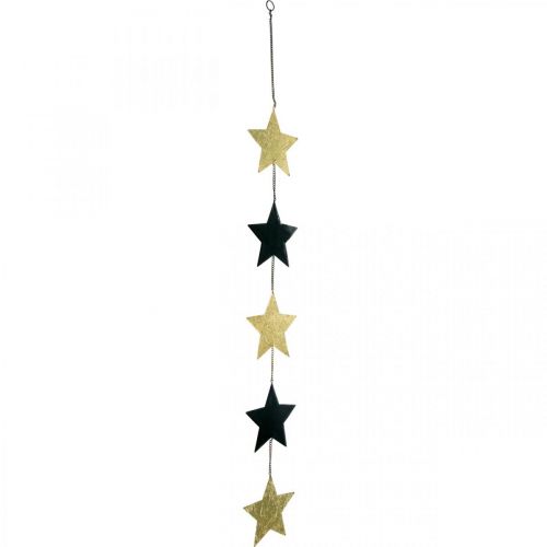 Floristik24 Pingente de estrela de decoração de natal ouro preto 5 estrelas 78cm