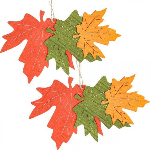 Pendente deco de outono folhas de madeira folha de bordo 22 cm 4 unidades