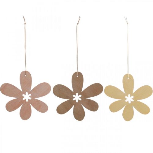 Floristik24 Pingente flor decorativa em madeira flor em madeira roxo/rosa/amarelo Ø12cm 12 peças