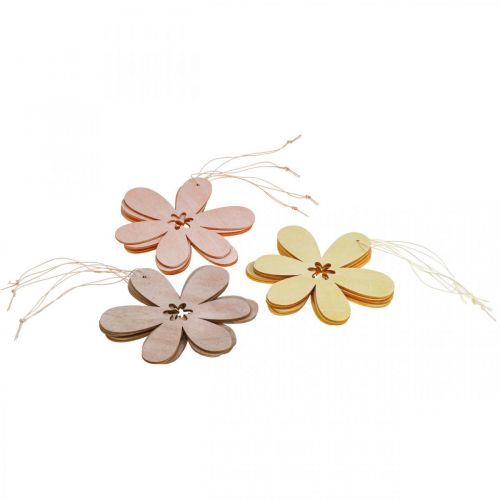 Floristik24 Pingente flor decorativa em madeira flor em madeira roxo/rosa/amarelo Ø12cm 12 peças